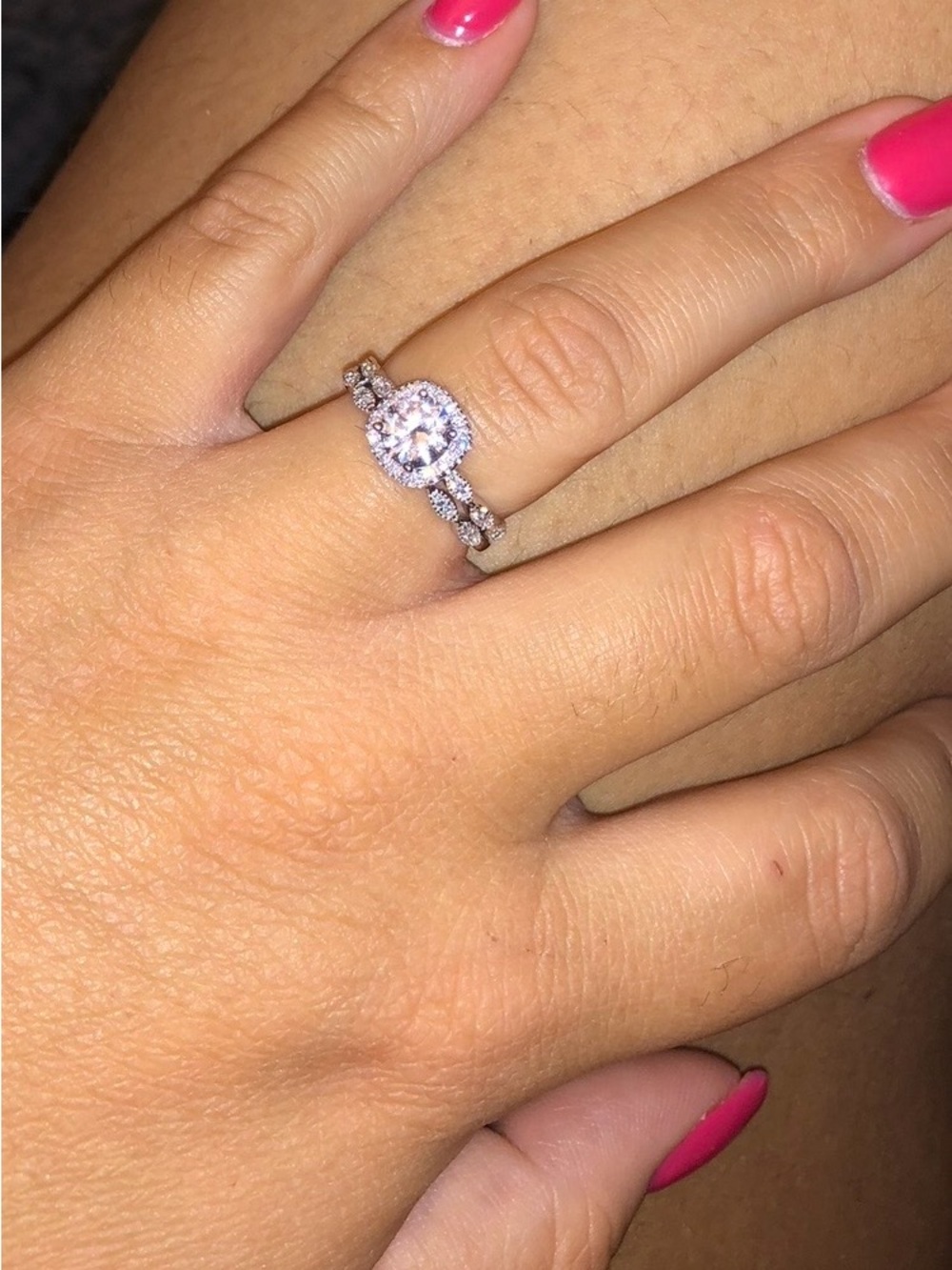 Wedding Band Halo Set in Sterling Silver with a 2ct Lab Grown Diamond